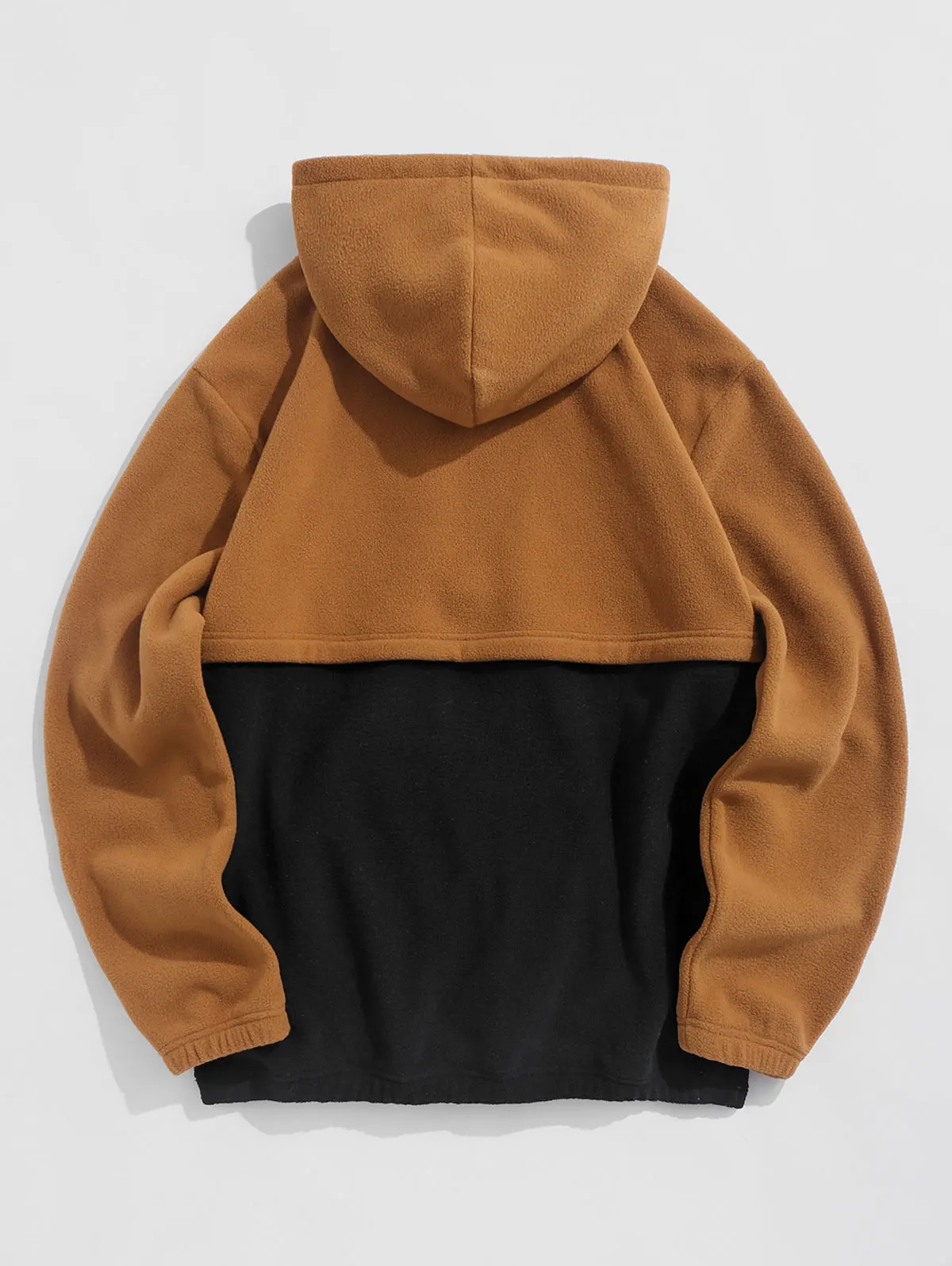 ZAFUL Two Tone Colorblock Half Zip Polar Fleece Hoodie