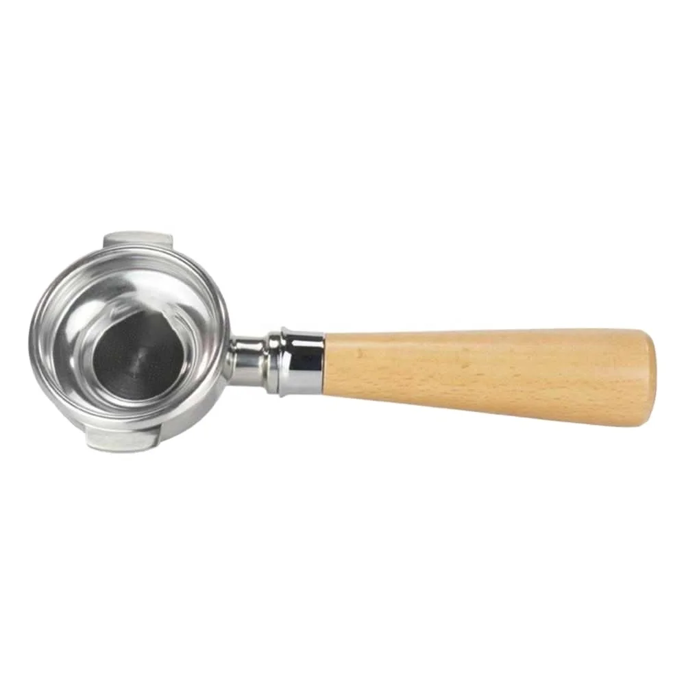 58MM Coffee Machine Filter Bottomless Portafilter Stainless Steel Wooden Handle Single Mouth Coffee Filter New