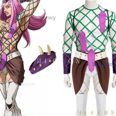 JJBA Narciso Anasui cosplay full costumes and sets Narc JO Clothing Net Style Fahion Anime adult 코스튬 Carnival Outfit