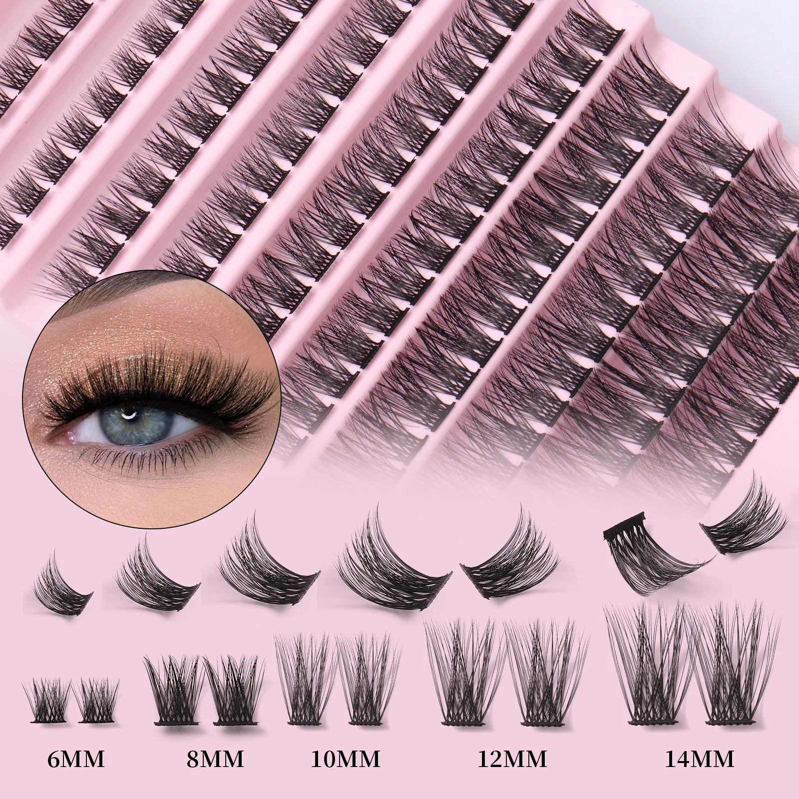 140 Clusters Segmented Eyelashes Extensions D Curl 14mm Natural Fake Lashes LASH DIY Soft Wispy Volume Fans Individual Eyelash