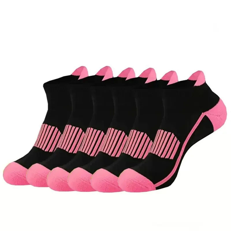 6 Pairs Women's Color Blocked Sport Socks Breathable Casual Low Cut Athletic Ankle Socks  Gym Running Socks