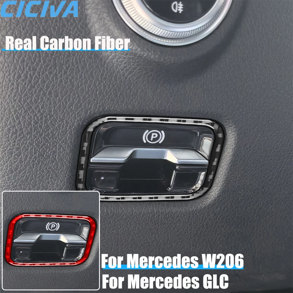 

Carbon Fiber Car Accessories Electronic Parking Brake Cover Soft Sticker For Mercedes C-class W206 2022 2023 2024 GLC 2023 2024