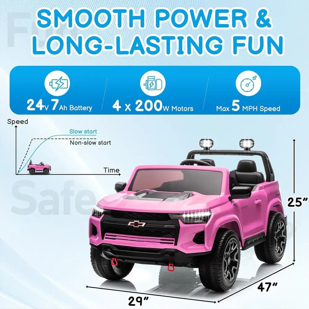 Auto elettrica Chevrolet Colorado con licenza 24V per bambini, giocattoli da giro per bambini con telecomando, C elettrico a 2 posti