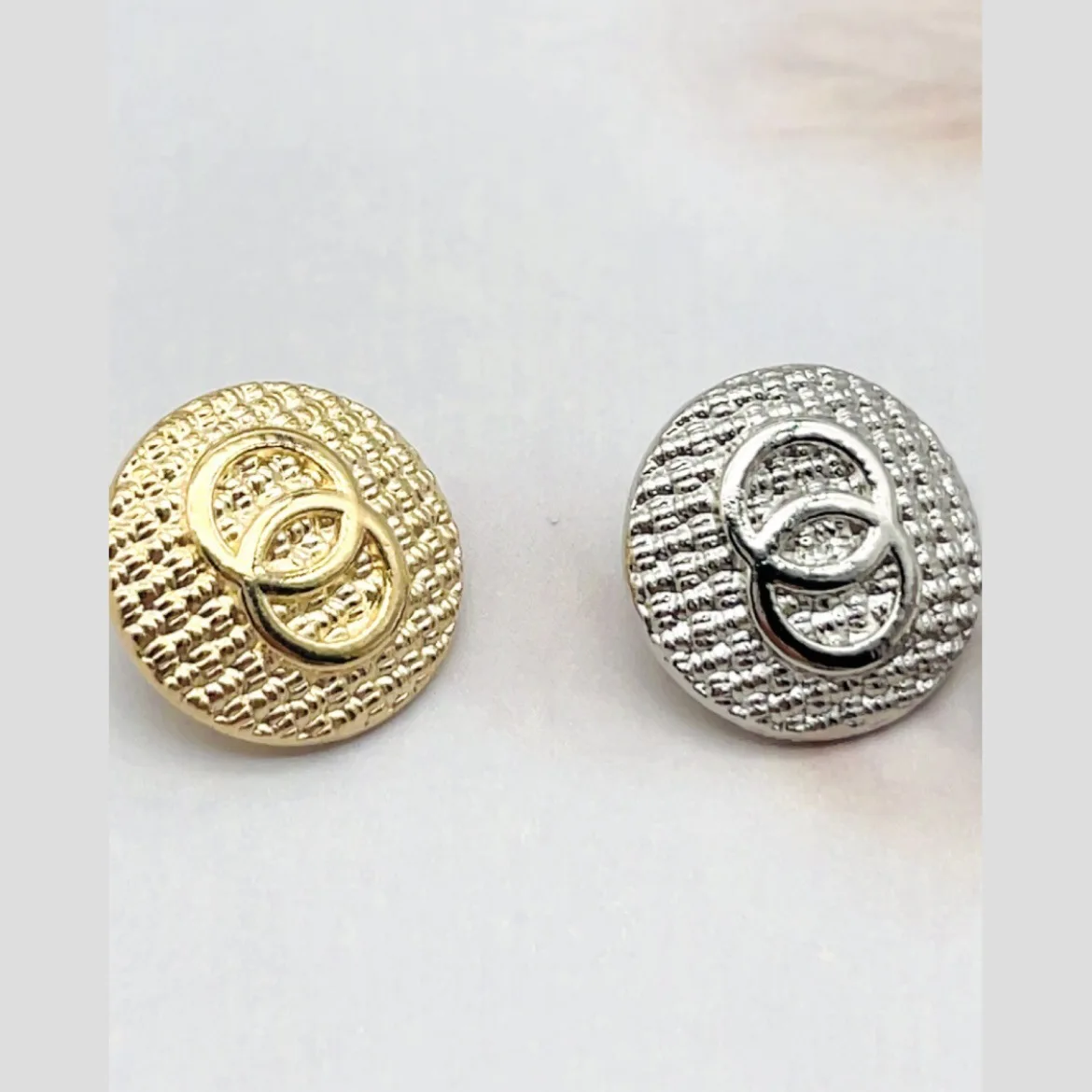 Simple Double Loop Metal Buttons DIY Shanked 10PCS Gold Suit Round Coat Button Cufflinks