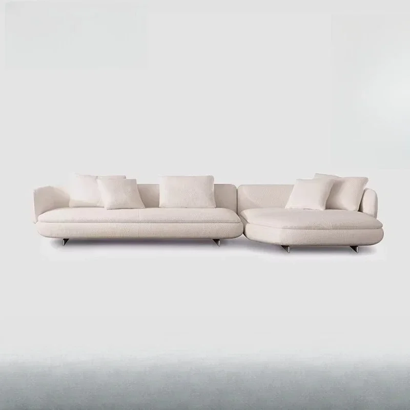 Minimal flat-floor villa free combination straight row corner fabric sofa