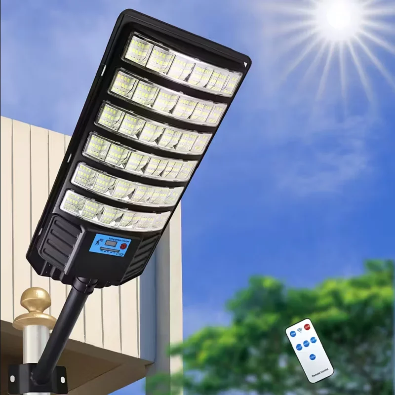 

Солнечный уличный фонарь 600000 люмен, уличный солнечный уличный фонарь от сумерения до рассвета, дорожная лампа, водонепроницаемое охранное освещение для заднего двора