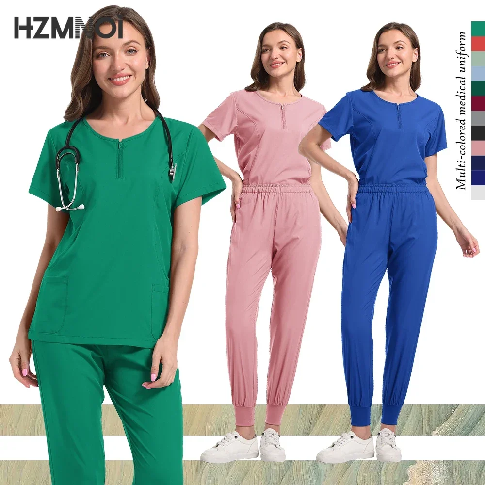 Ropa de trabajo para salón de belleza y enfermera médica, bata clínica, Top + pantalón, Túnica de enfermería para médico de Spa, traje, uniformes quirúrgicos, conjunto exfoliante para mujer