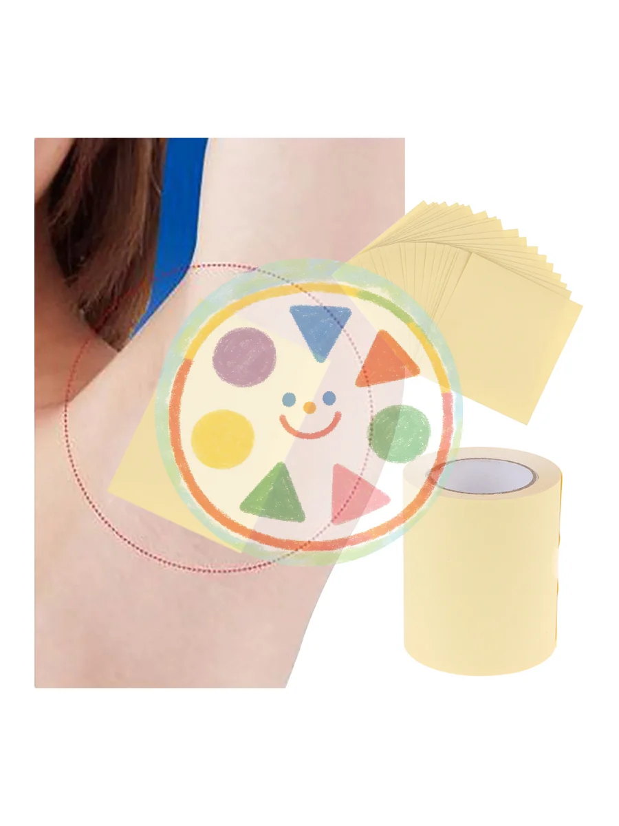 

20 листов/1 рулон: Наклейки-пластыри от пота для подмышек, предотвращающие появление влаги, с эффектом антиперспиранта