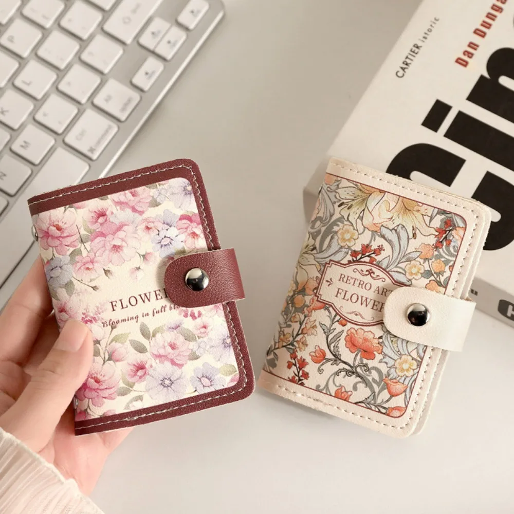 New Retro Floral Oil Painting Hasp Cards Bag Women Multi Cards Slots Credit Card Holder ID Card Holder Badge Holder Card Covers