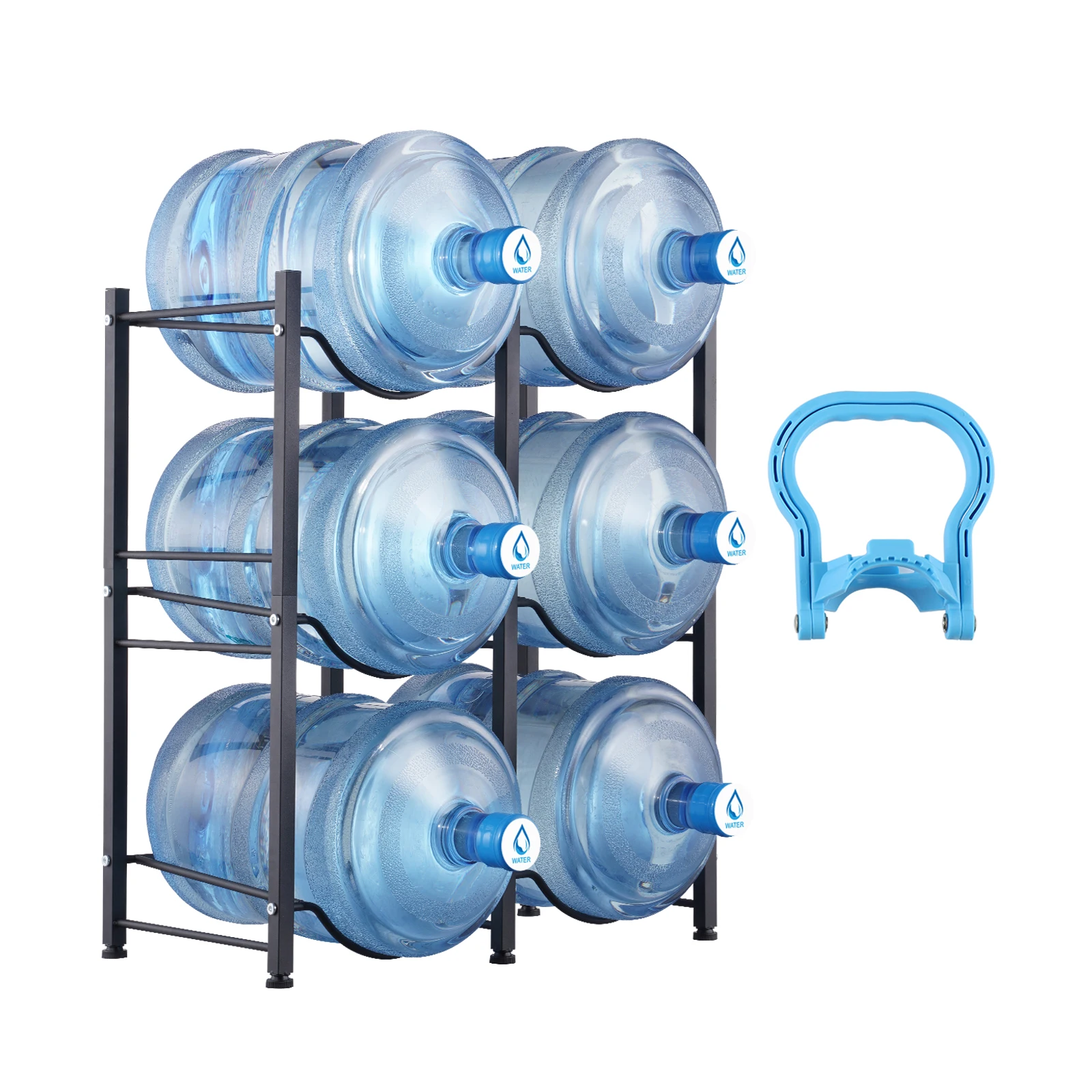 SucceBuy Porta brocca d'acqua a 3/4/5 livelli Porta bottiglia d'acqua in ferro Doppia/Singola fila Installazione semplice per cucina Ufficio Soggiorno