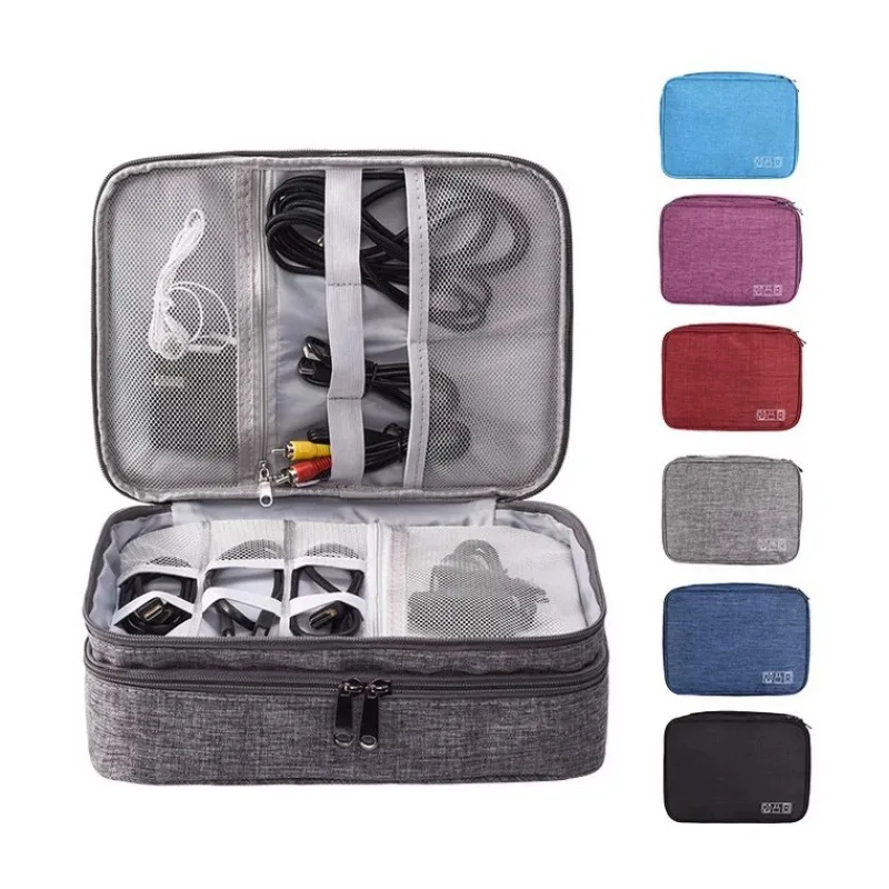 Tragbarer Reise-Elektronik-Kabel-Organizer, 3-lagige, stoßfeste Aufbewahrungsbox für Powerbanks, USB-Kabel, Kopfhörer und USB-Sticks