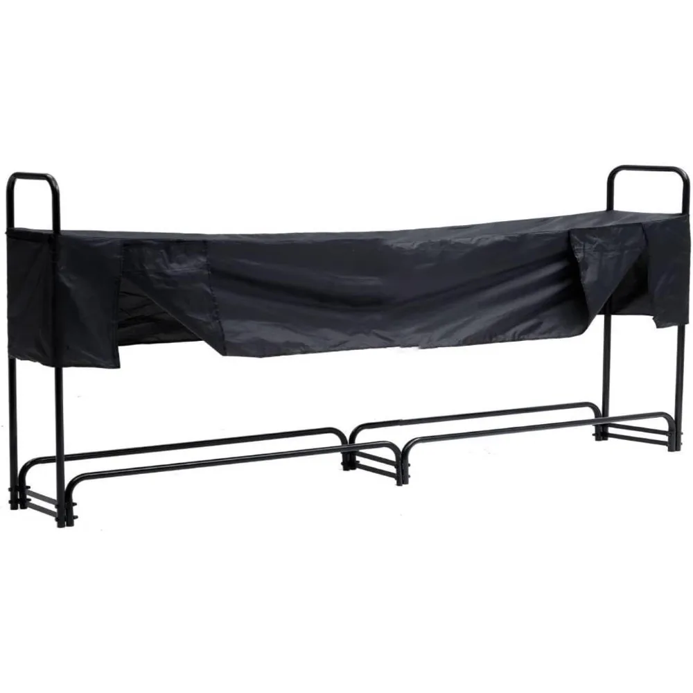 

1/2 Cord Outdoor Firewood Rack with Cover, 8.5FT of Firewood, Heavy Duty Firewood Holder & Waterproof Cover for Fireplace, Patio
