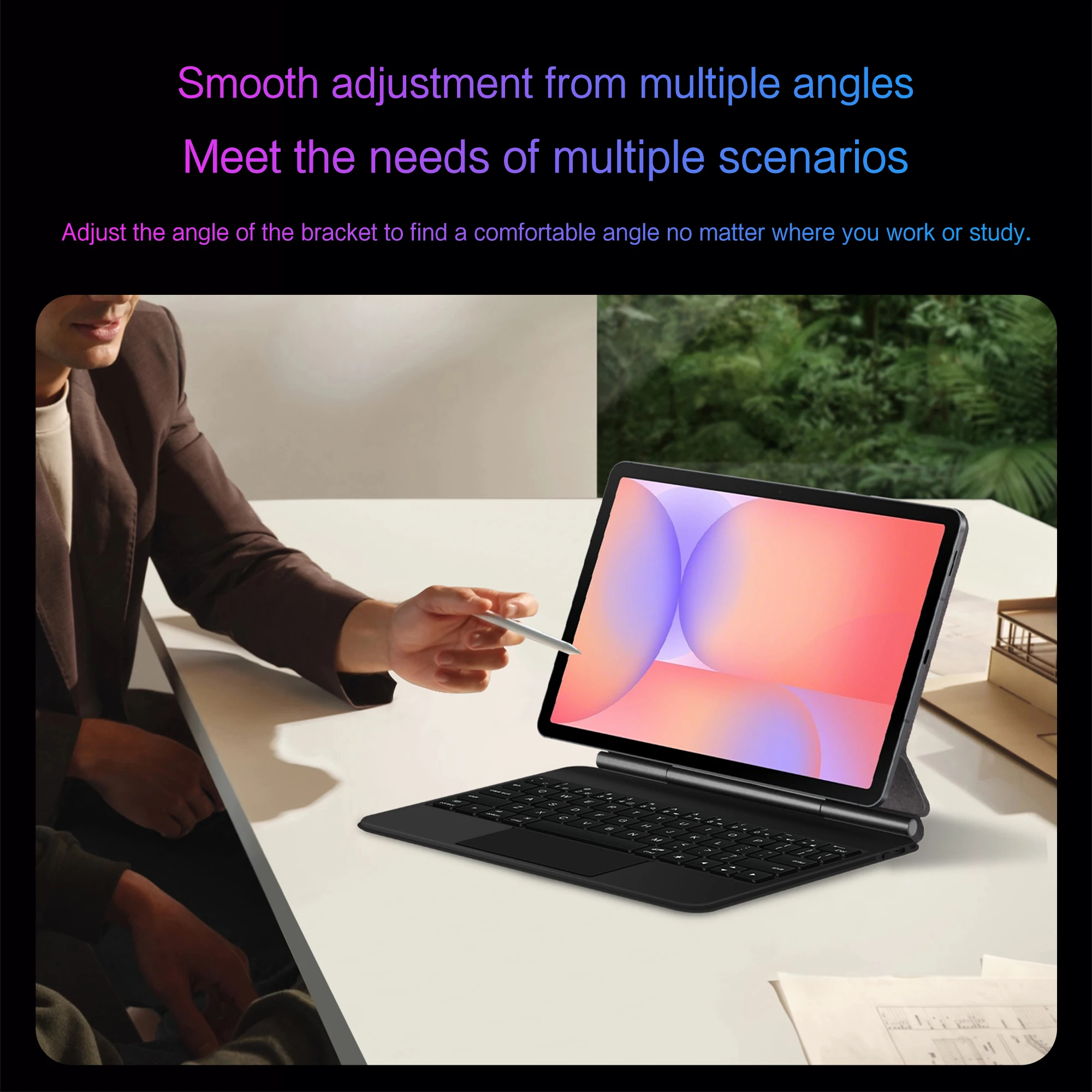 LFOIQN Keyboard Cover For Samsung Galaxy Tab S10 Lite 10.9 inch S10+ S11 S9 Plus S8 S7 FE 12.4 Ultra 14.6 Tablet Book Smart Case view 5