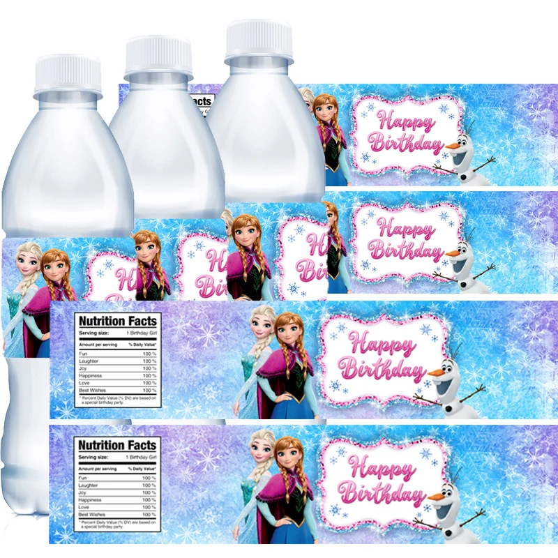 Disney Frozen Elsa Princess Water Bottle Labels Party Supplies Birthday Decorations Stickers for Girls Baby Shower Party Gifts