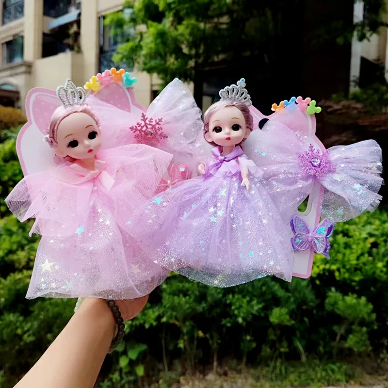 Cute Mini Girl Princess Doll Bow Hair Clip Headdress Accessory Set Children's Play House Toys Best Birthday Gifts For Girls