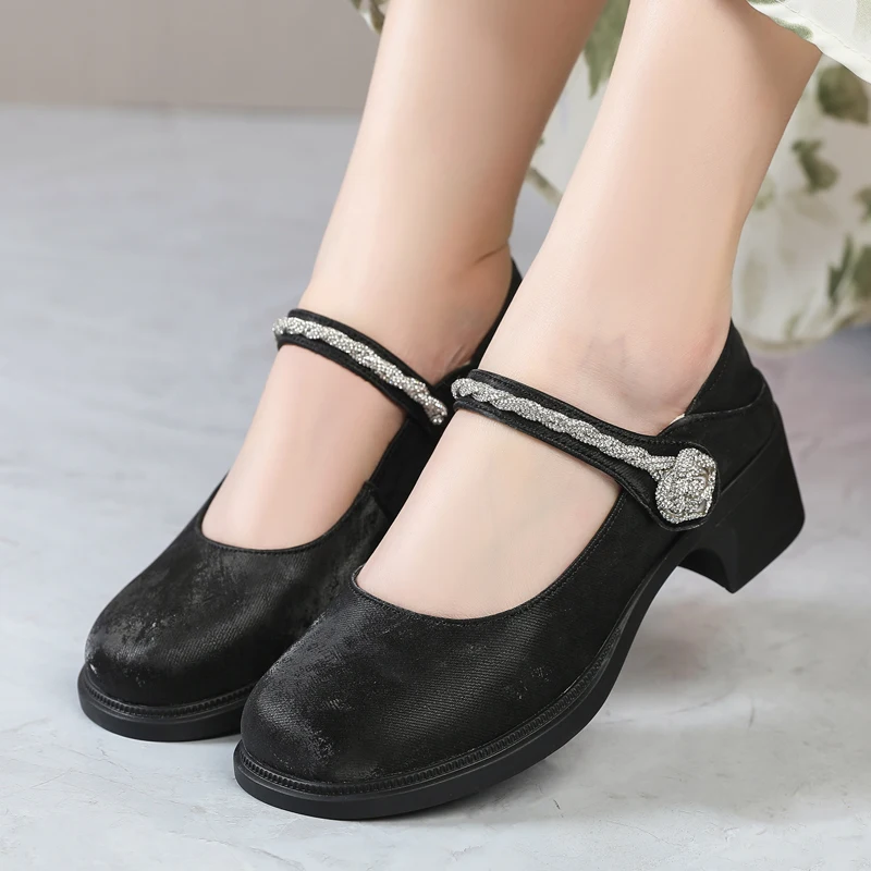 GKTINOO décolleté con punta tonda scarpe comode 2024 nuova primavera autunno scarpe con tacco alto piattaforma donna scarpe in vera pelle di grandi