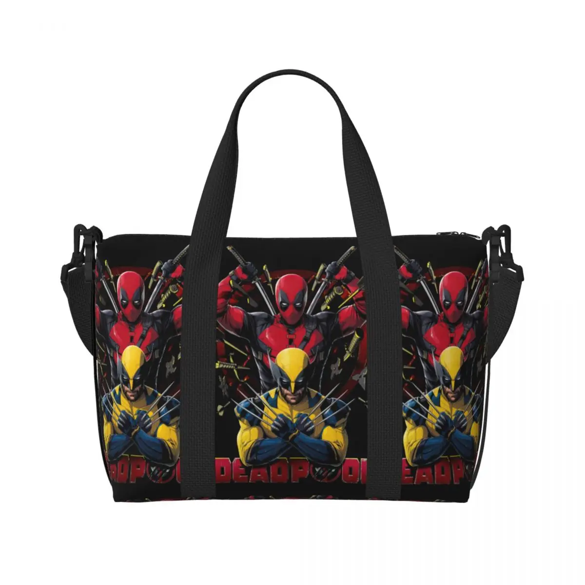 

Custom Cool Deadpool Film Beach Tote Bag for Women Wolverine Large Compartment Gym Beach Travel Bags