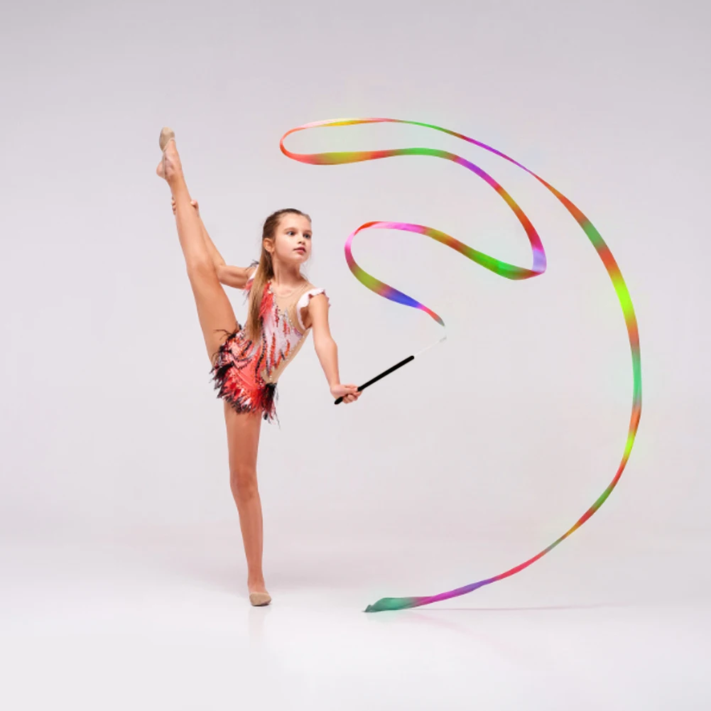 2M Dance Ribbon Kid Sport Performance Strip with Twirling Stick Rhythmic Dance Ribbon Art Gymnastics Ribbon for Art Dances