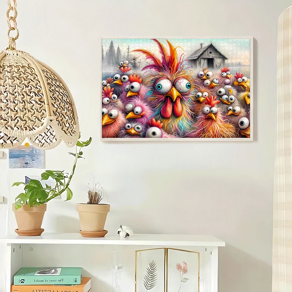 [ألغاز الصور المقطوعة الملونة] 1000 قطعة من أحجية الصور المقطوعة الملونة على شكل قطيع الدجاج |   لعبة ألغاز ورقية كبيرة للمزرعة للبالغين، عائلية