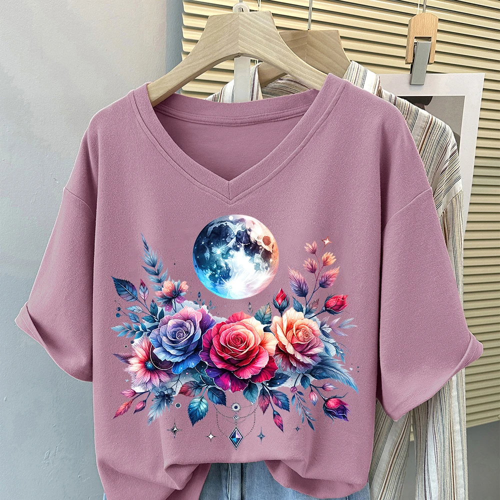 25cm Mysterious Moon Flower Plants Iron On Dtf Transfers Stickers Ready To Press Heat Transfer Appliques for T-shirt Clothing