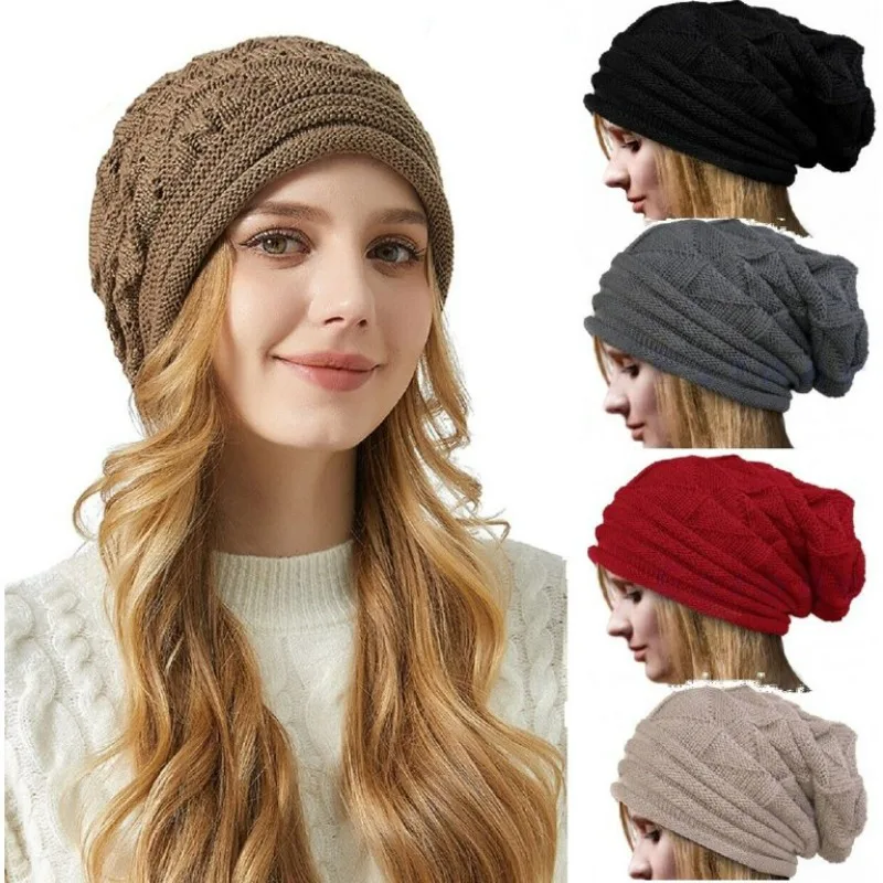 Knitted Baggy Beanie Oversized Winter Hat Ski Slouchy Cap Skullies Beanies Women Men Winter Wool Warm Cap Beanies Unisex