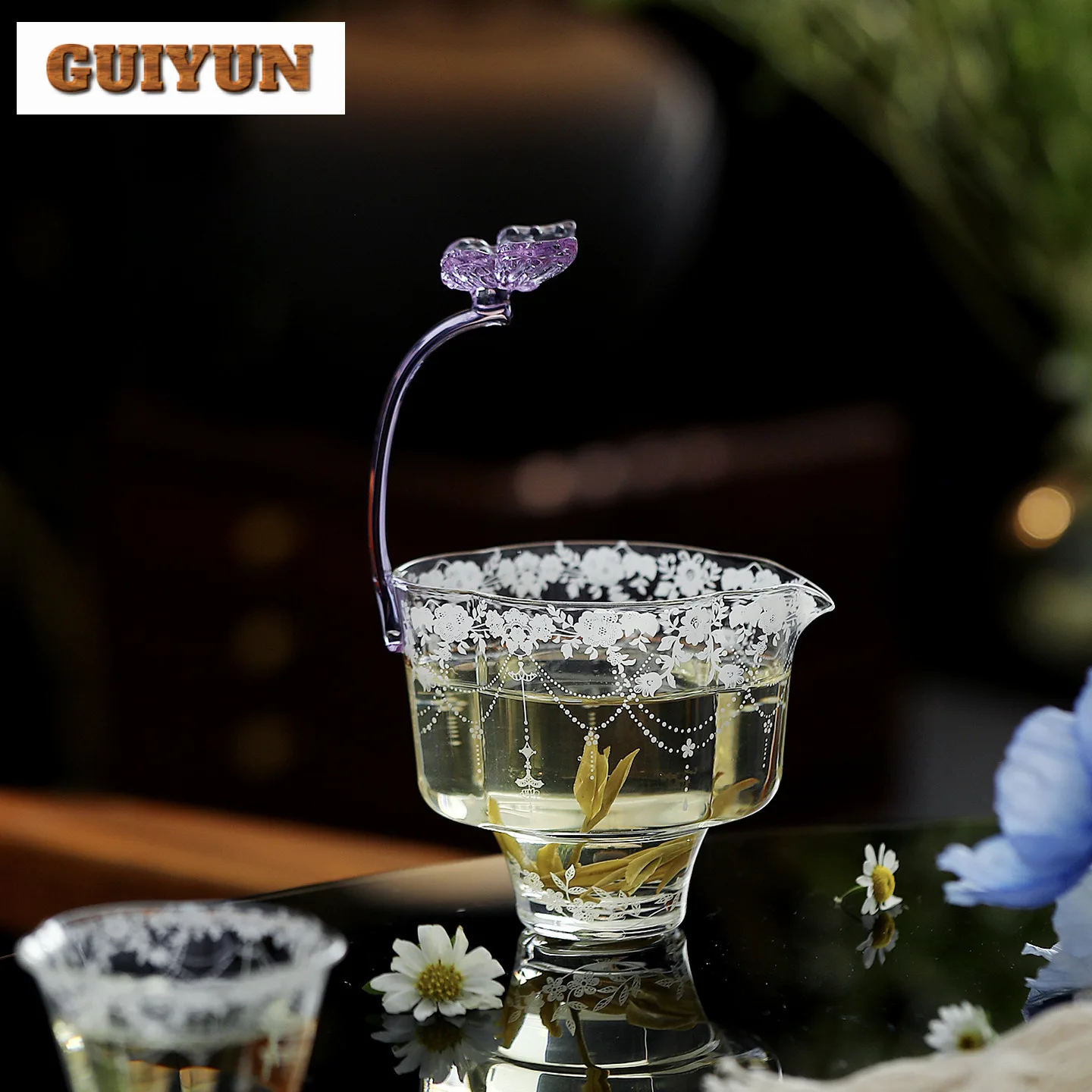 

180ml High Borosilicate Glass Butterfly Tea Pitcher Divide Tea Cha Hai Dispenser Justice Cup Fair Mug Chinese Tea Set Supplies
