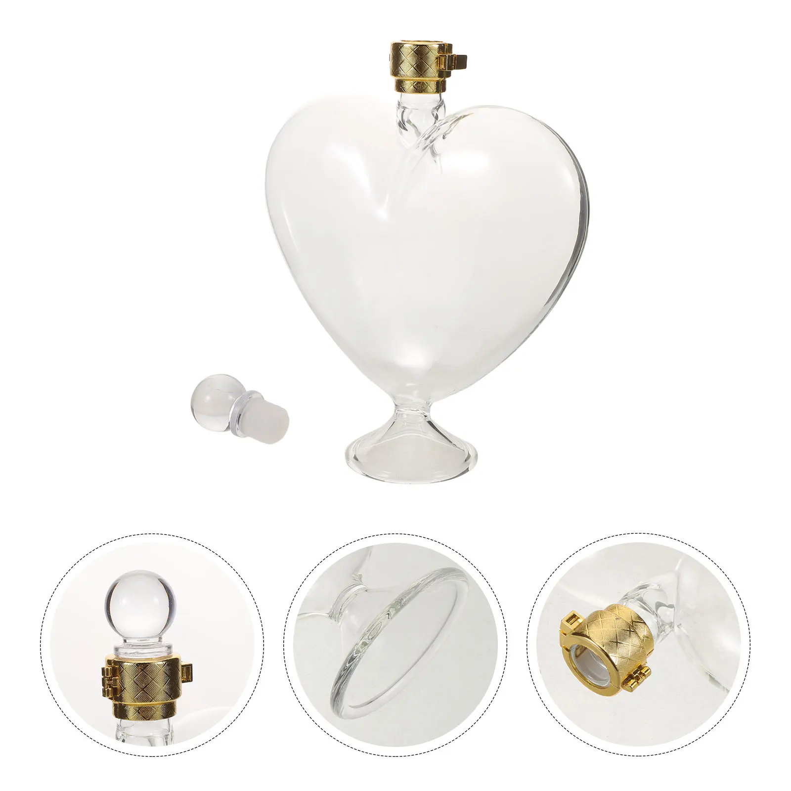 

Heart Glass Decanter 500Ml Handmade Airtight Wine Bottle Romantic Barware Accessories Liquor Pourer for Whiskey Vodka Bourbon