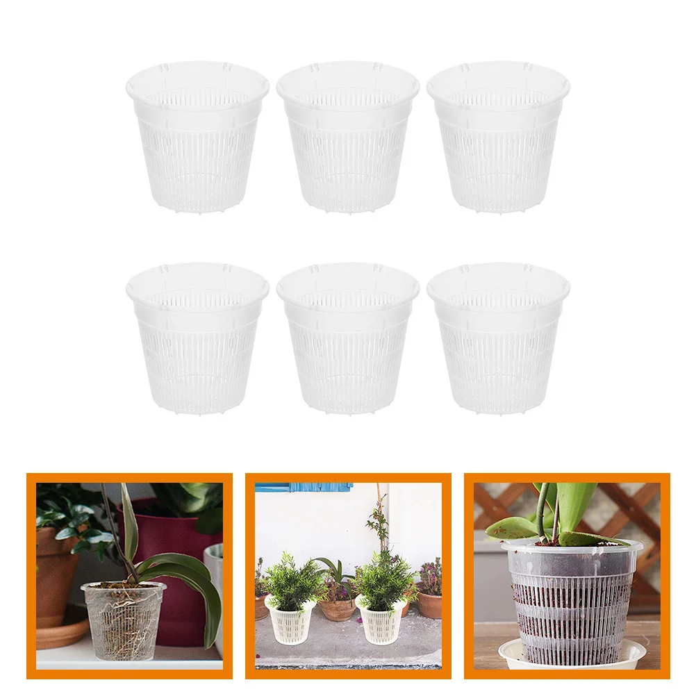 

6Pcs Plastic Plant Nursery Pots with Drainage Holes Root Aeration Design for Flowers Vegetables Indoor Outdoor Gardening