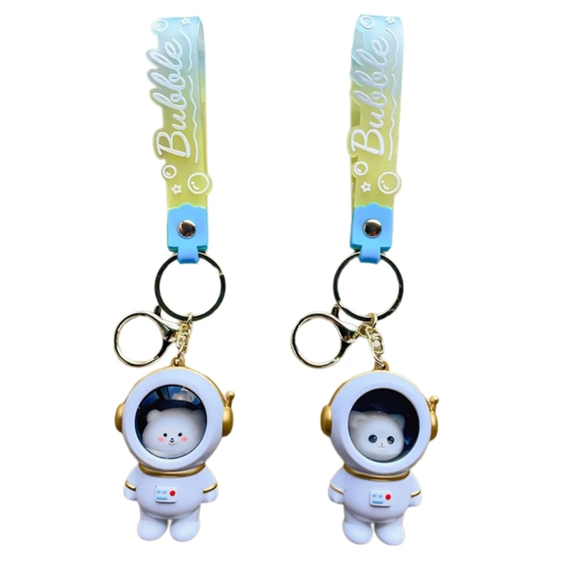 50JB Leuke Space Bear Bag Charm LED-sleutelhanger Mini Astronaut-hanger sleutelhangerbedel