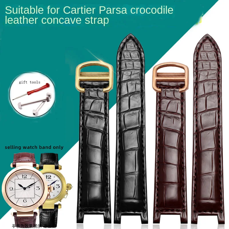 

Crocodile Skin Alligator Watchband for PASHA DE CARTIER W3109151 W3018651 crocodile watch strap mens watches top brand luxury