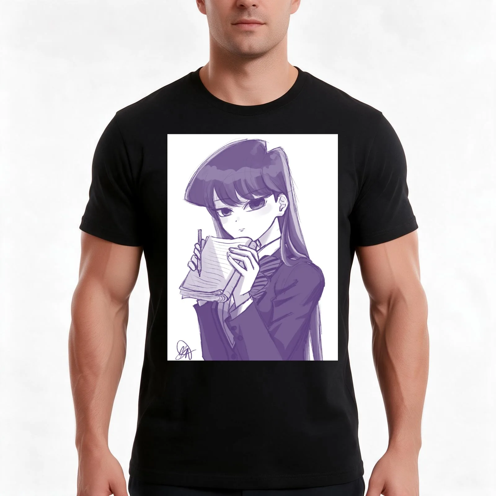 Komi Can't Communicate T-Shirt Summer Casual Cotton Tee Oversized Streetwear Tops Vintage Graphic Print Unisex Men Women