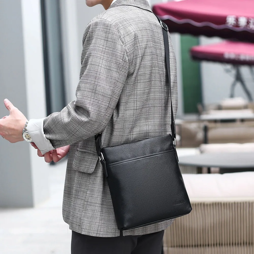 

Men's single shoulder first layer cowhide crossbody leather simple and lightweight business leisure backpack