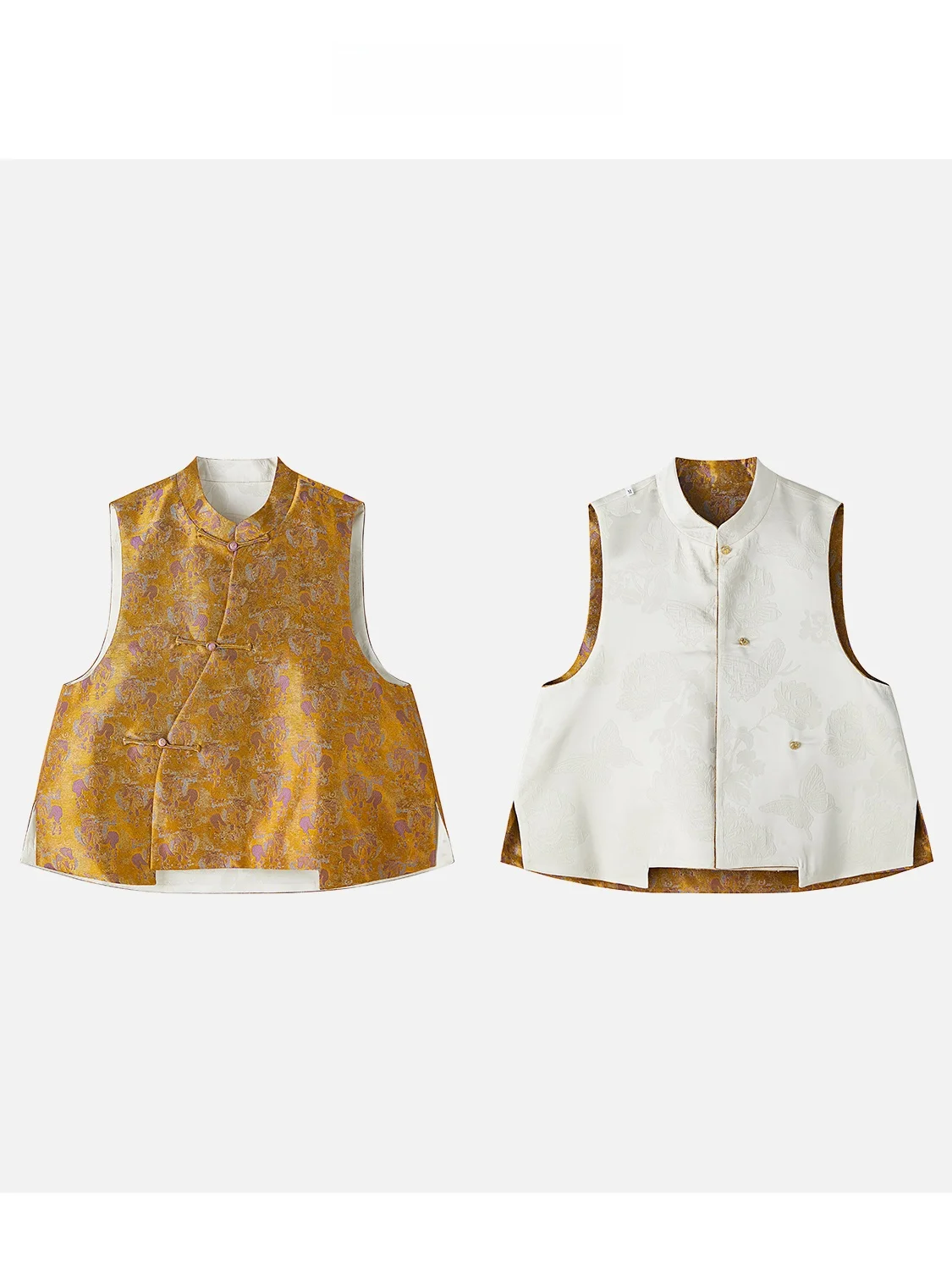 

Двусторонний шелковый жилет с узором U Jin JINGJING2025, новый, с золотой инкрустацией, женский модный топ Secret Land