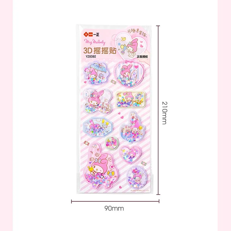 Imagem -05 - Sanrio Kuromi Melody Água Adesivos Kitty Scrapbooking Faça Você Mesmo Diário Papelaria Decorativa Adesivo Álbum Etiqueta Vara 12 Pcs por Lote