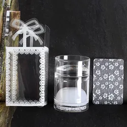 1pc Double Head Clear Jelly Dual Silicone Nail Art Stamper Seal with Scraper Soft Nail Stampers Manicure Stamping Tools With Box