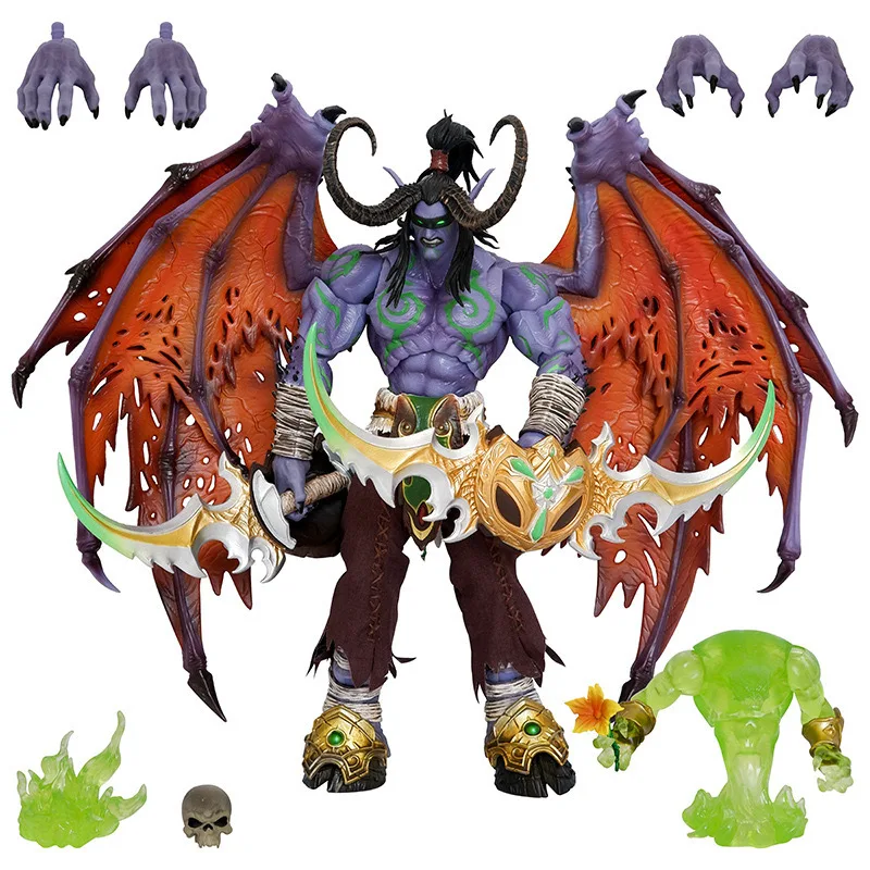 25cm WOW Hero Illidan Stormrage Demon Hunter Elf Yudean PVC Action Figure Anime Figure Model Toys Collection Doll Gift