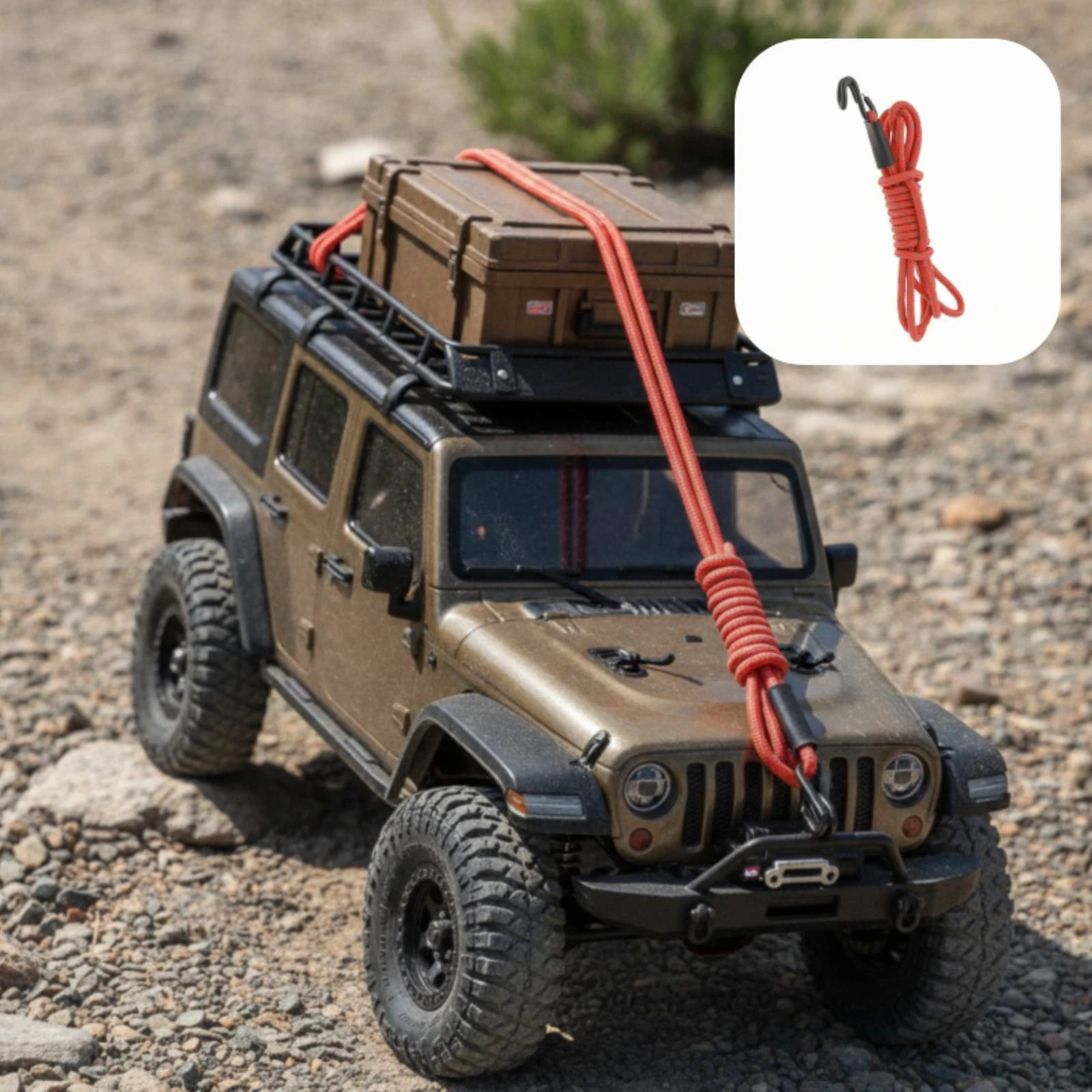 Miniature Rope with Hook Braided Scale Recovery Rope RC Crawler Accessory Versatile Compact for Model Builders, Trail Builds