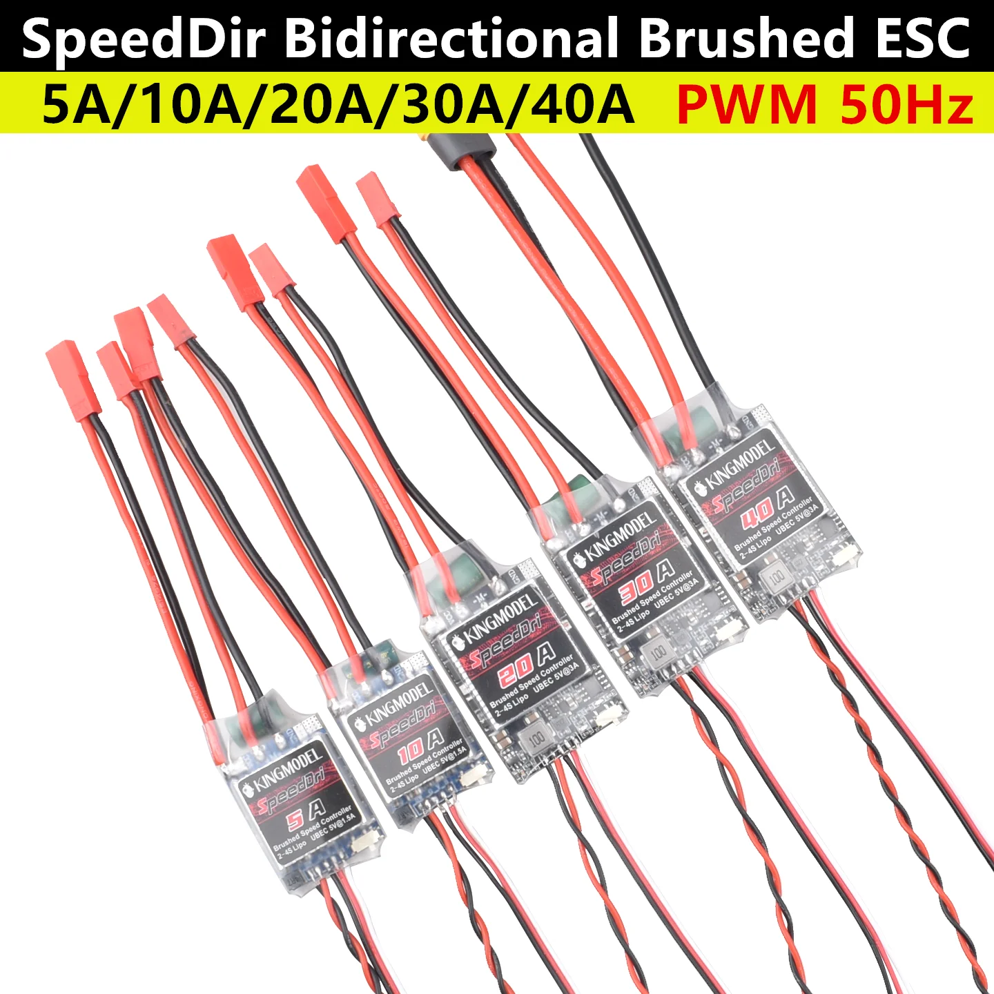 SpeedDri 5A/10A/20A/30A/40A Bidirectional Brushed ESC 2S-4S