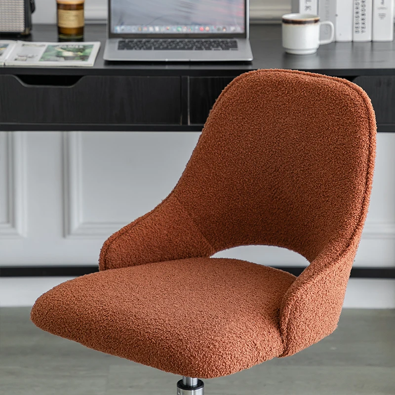 Lamb Wool Material Office Chair Modern Light Luxury Style Computer Chair Home Bedroom Makeup Stool Pulley Back Lift Chair