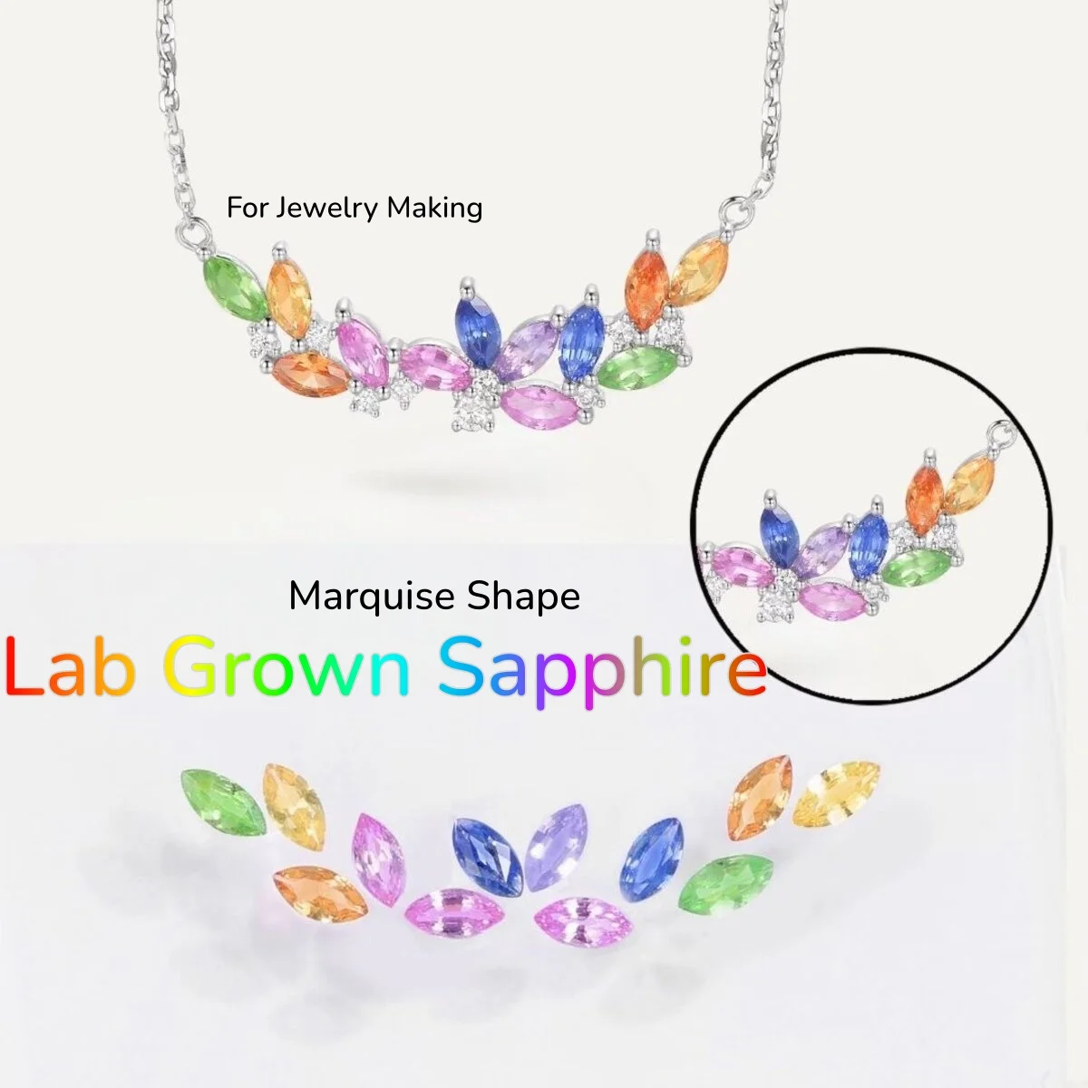 

Lab Grown Rainbow Sapphire Colorful Gemstone for Women Jewelry Making Anniversary Gift Wedding Ring Inlay