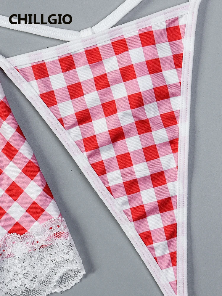 CHILLGIO النساء الأحمر شبكة تنورة مجموعة موضة بلوزات حمالة مثير ثونغ خادمة تأثيري المثيرة الملابس الداخلية مثير الكبار لطيف موحدة الصدرية مجموعة