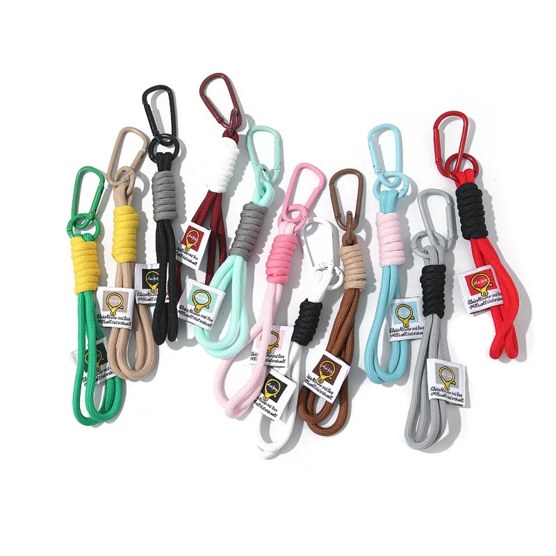 Nouvelle couleur bloquée téléphone portable corde suspendue en Nylon tressé corde porte-clés pendentif bricolage en peluche poupée sac suspendu décoration porte-clés