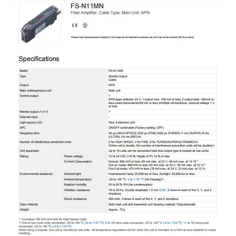 العلامة التجارية الجديدة حقيقية FS-N11MN KEYENCE NPN مستشعر مكبر للصوت الألياف الضوئية الرقمية #4
