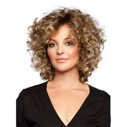 Classic Curly Wig Hair Synthetic Natural For Women Cosplay Mixing Colour Brown Wigs Daily Use Heat Resistant Daily Wigs