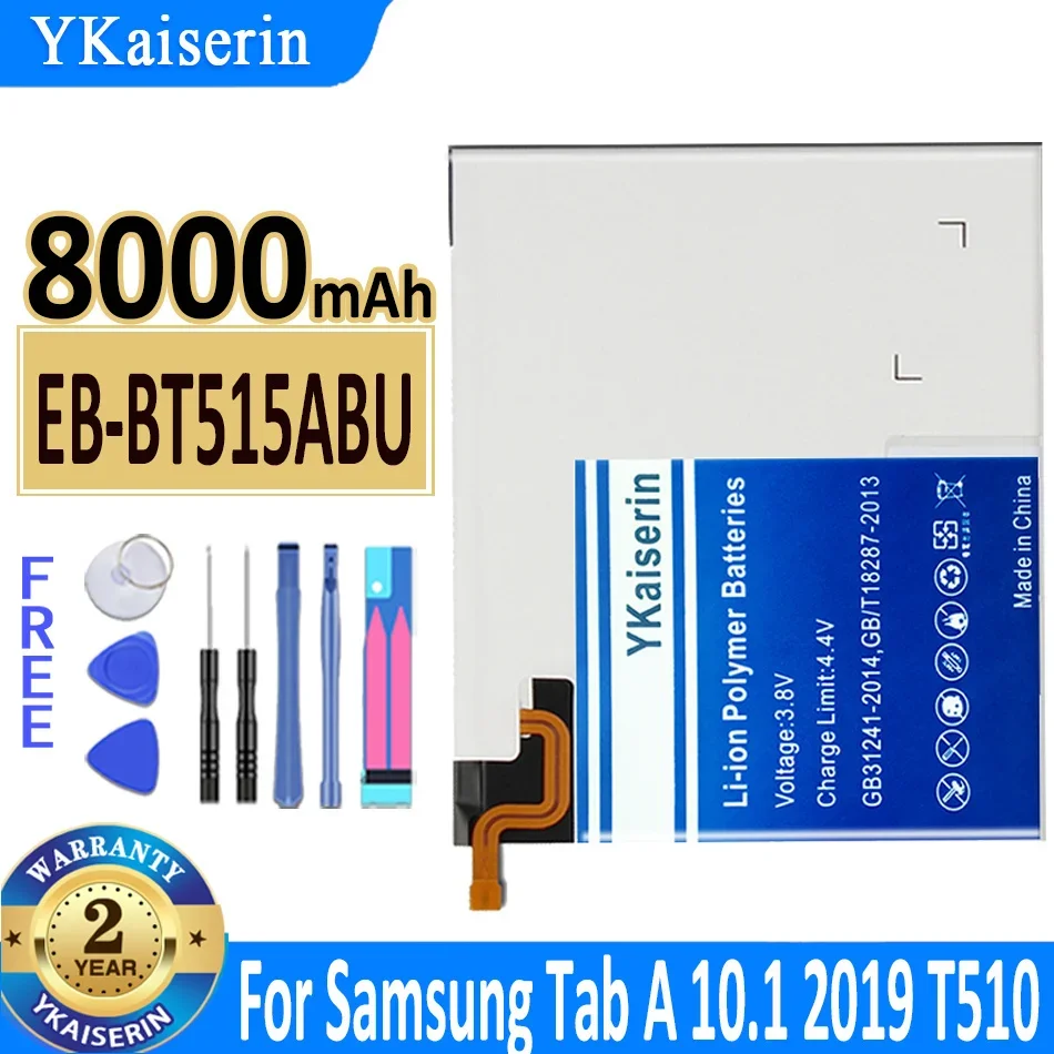 

YKaiserin Replacement Battery EB-BT515ABU For Samsung Galaxy Tab A T510 Tablet Bateria 8000mAh + Free Tools