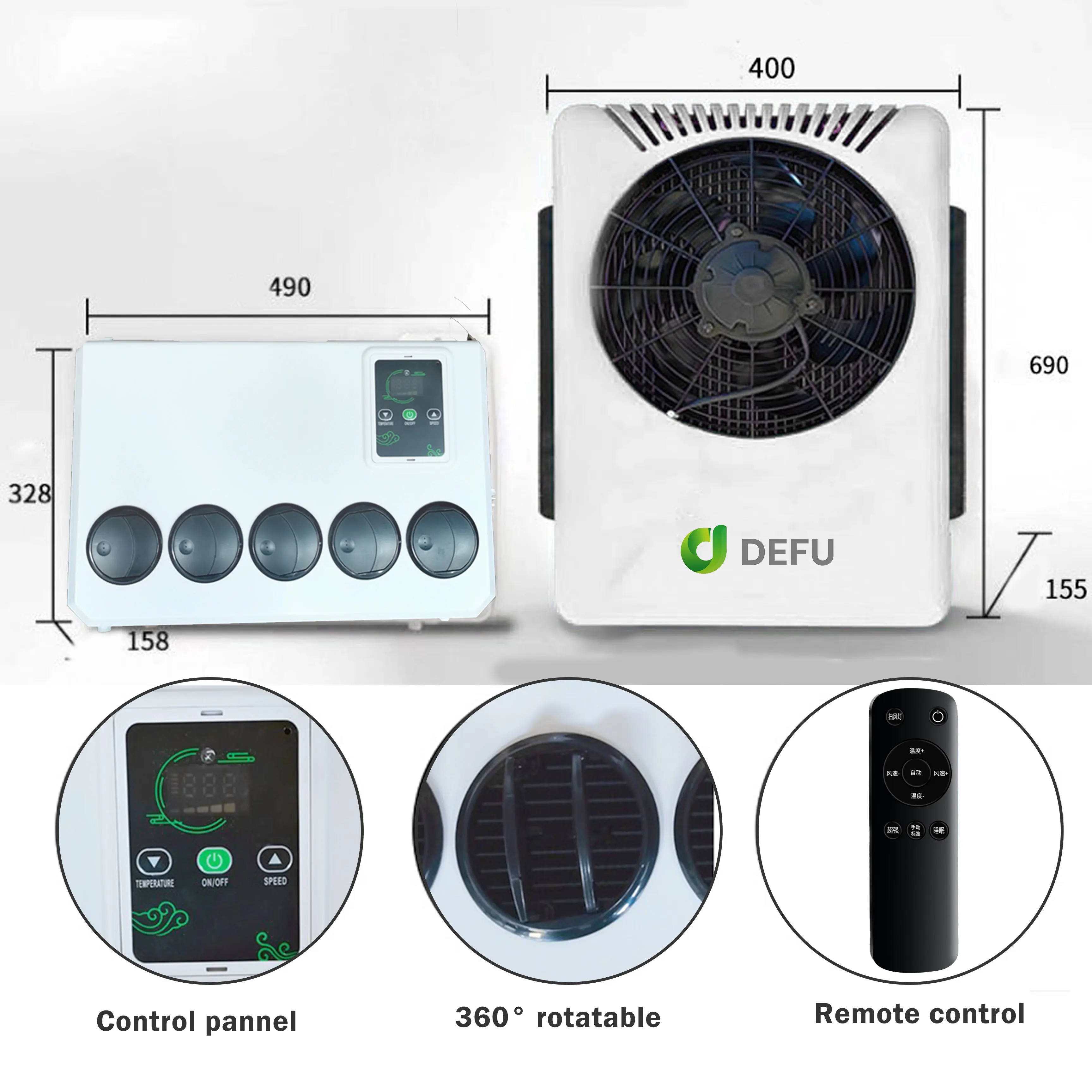 مبرد فان الحفارة 12 فولت 24 فولت شاحنة نائمة أنظمة تكييف الهواء الأخرى مكيف هواء لوقوف السيارات #3