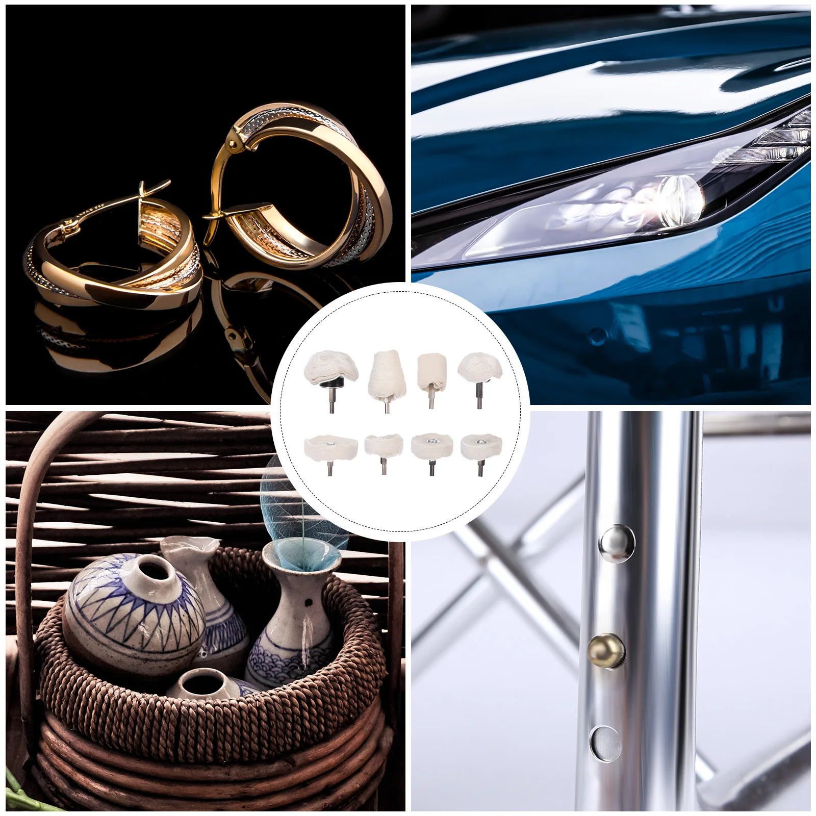 

8Pcs Polishing Wheel Set Professional Buffing Wheel Pad Drill Kit Polisher Tool for Rust Oxidation Removal Recessed Rim