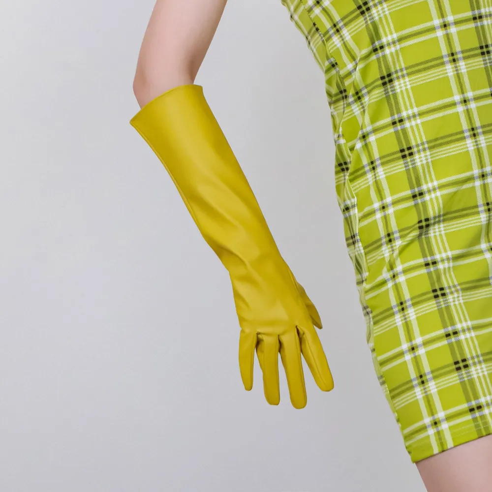 16 Zoll (40 cm) lange Handschuhe aus Leder, Lack-PU, LATEX, Fashion Tech Silver, Subkultur-Accessoires für Damen, leicht, thermisch, Cyberpunk-Stil – Detail 27