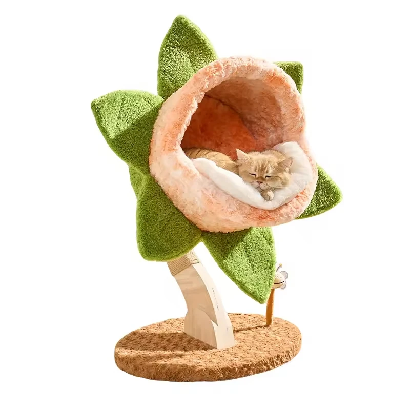 Big-Mouth Flower Carnivorous Plant Solid Wood Cartoon Cat Climbing Frame Small-Size Apartment Space-Saving All-in-One Cat Tree
