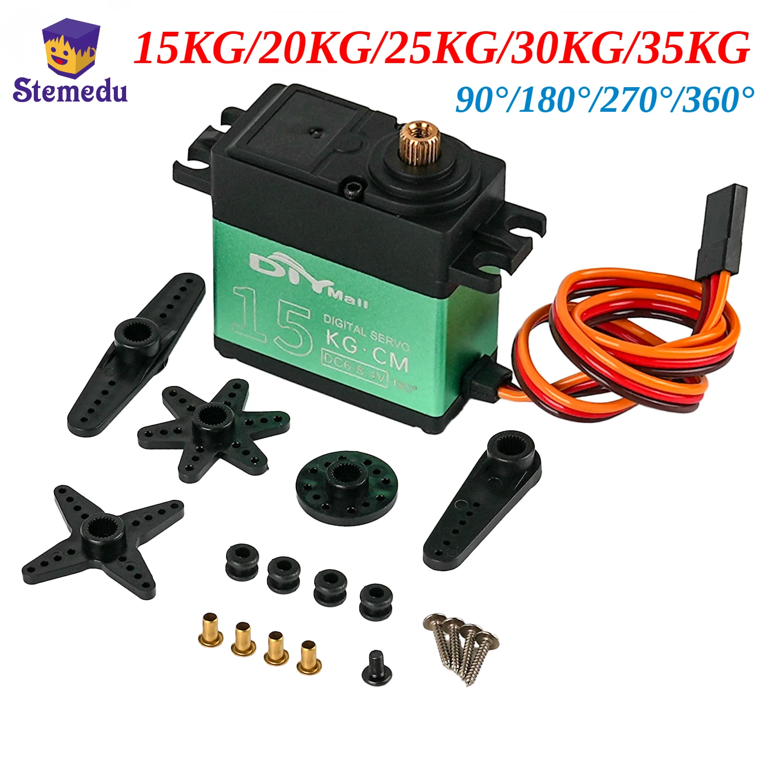 Digital Servo Metal Gear High Torque 15kg 20kg 25kg 30kg 35kg 90° 180° 270° 360 Degree RC Servo for Robot Car Aircraft